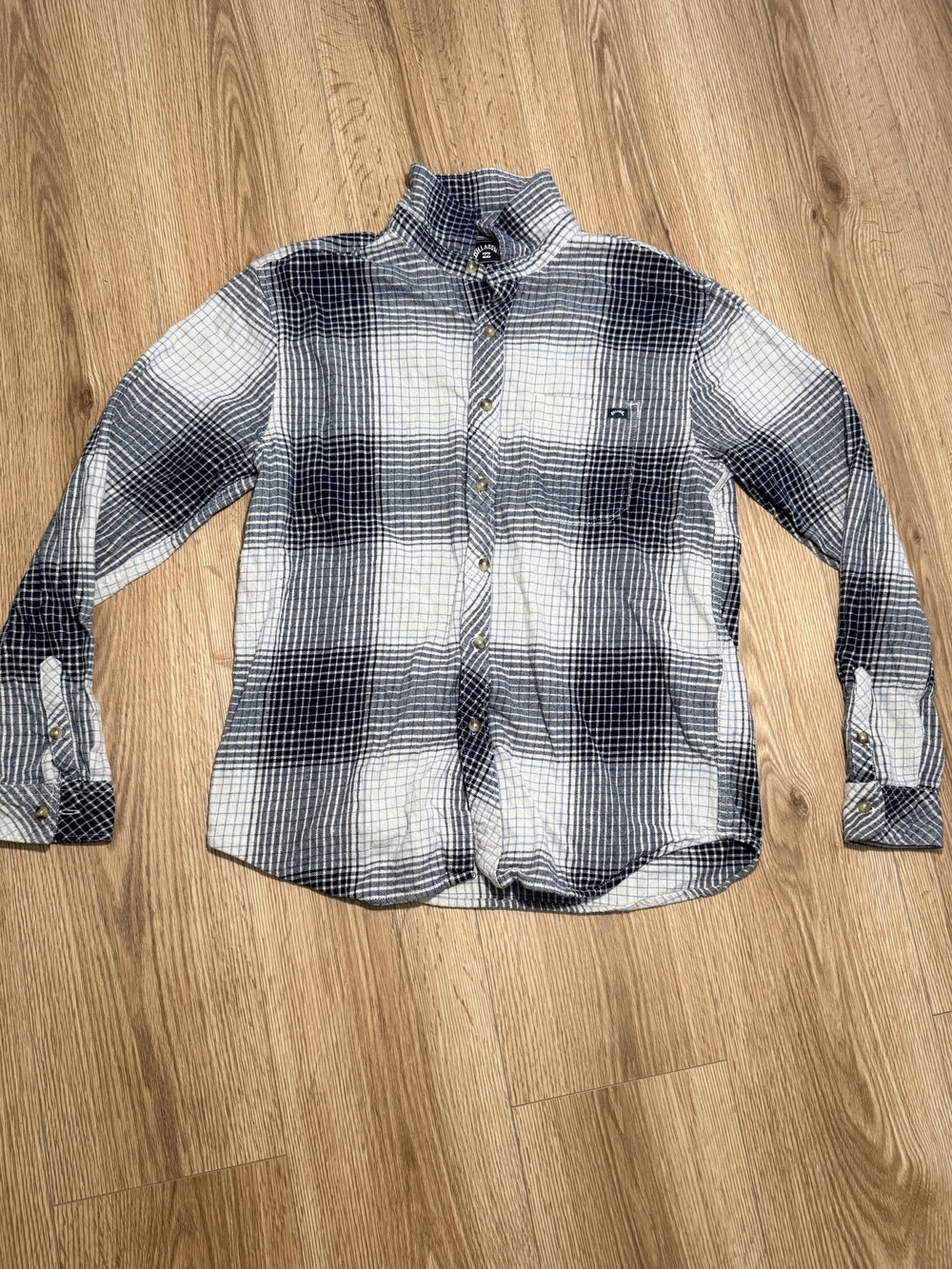 Billabong Navy and White Plaid Button-Down Shirt